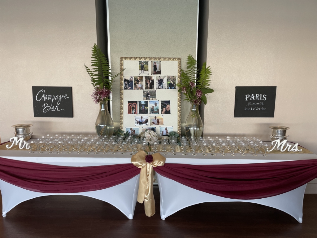 Champagne Bar; St Pete Beach Community Center Wedding; Precious Moments Events