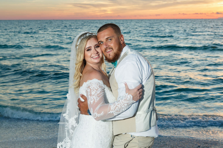 Bride and Groom; Lido Beach Wedding; Precious Moments Events