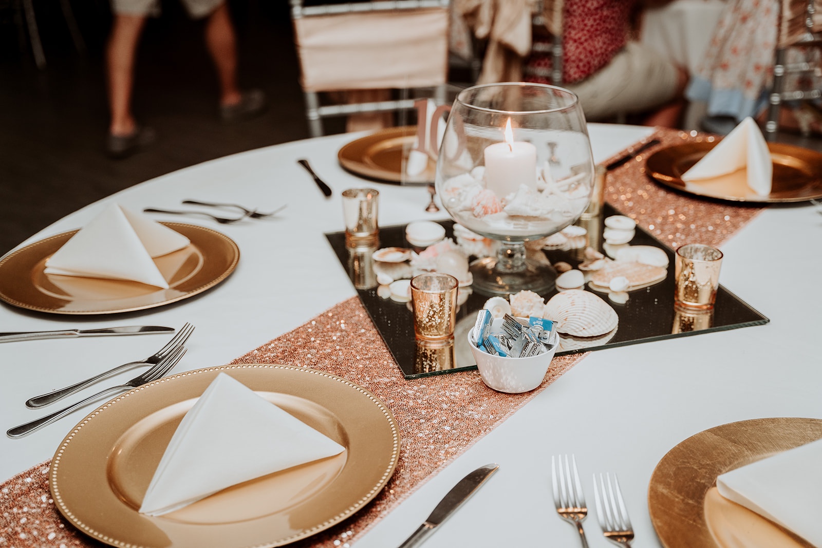 Table setting; Florida Beach Banquets and Events Wedding; Precious Moments Events