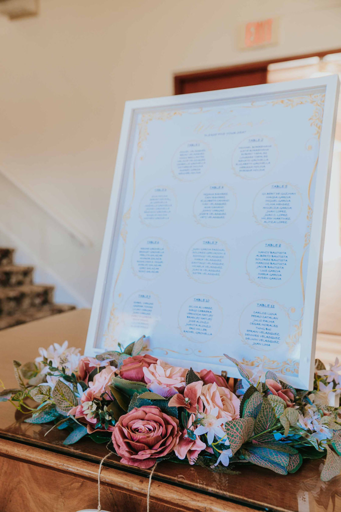 Seating Chart; St Petersburg Woman's Club Wedding; Precious Moments Events
