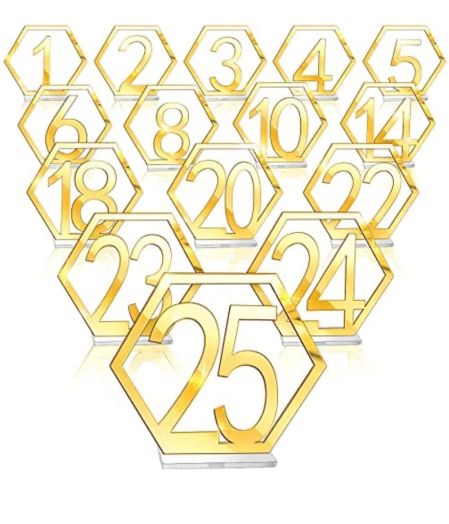 Gold Table Numbers; Precious Moments Events
