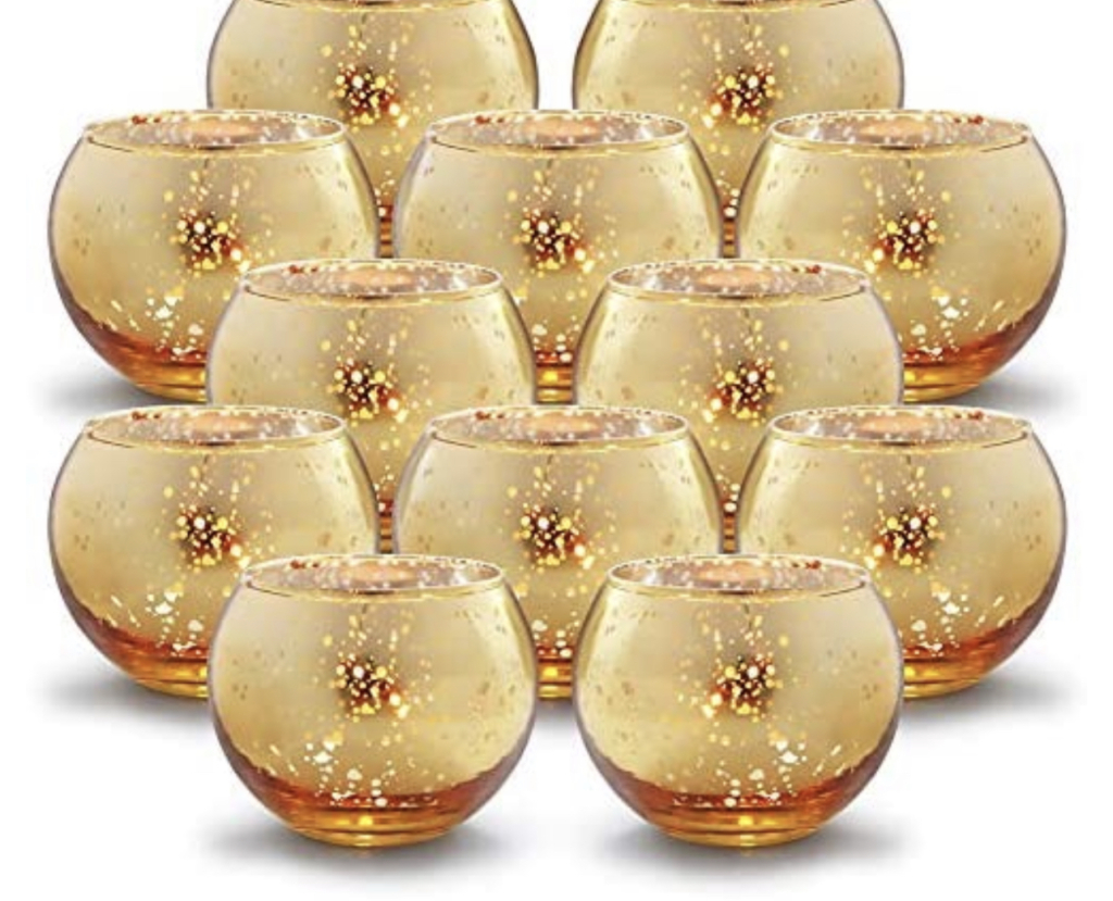 Gold Mercury Votives; Precious Moments Events