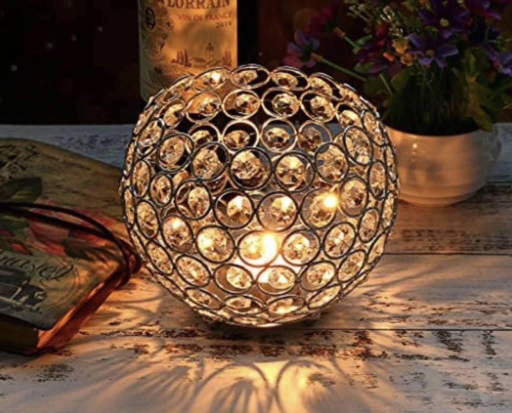 Centerpiece Option: Silver Tone Crystal Candle Lantern ; Precious Moments Events