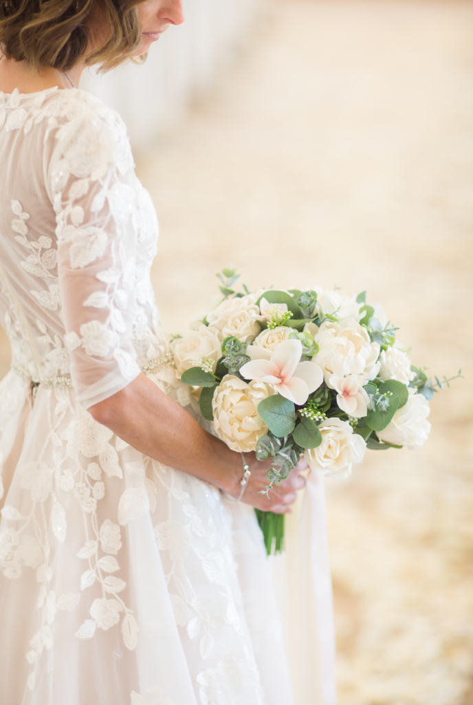 Bride with Bouquet; Harborside Chapel; Precious Moments Events