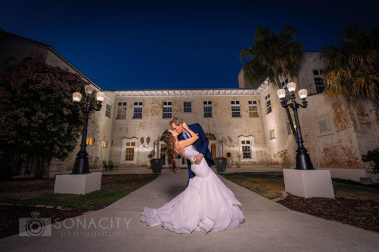 bride and groom portrait at Bella Cosa
