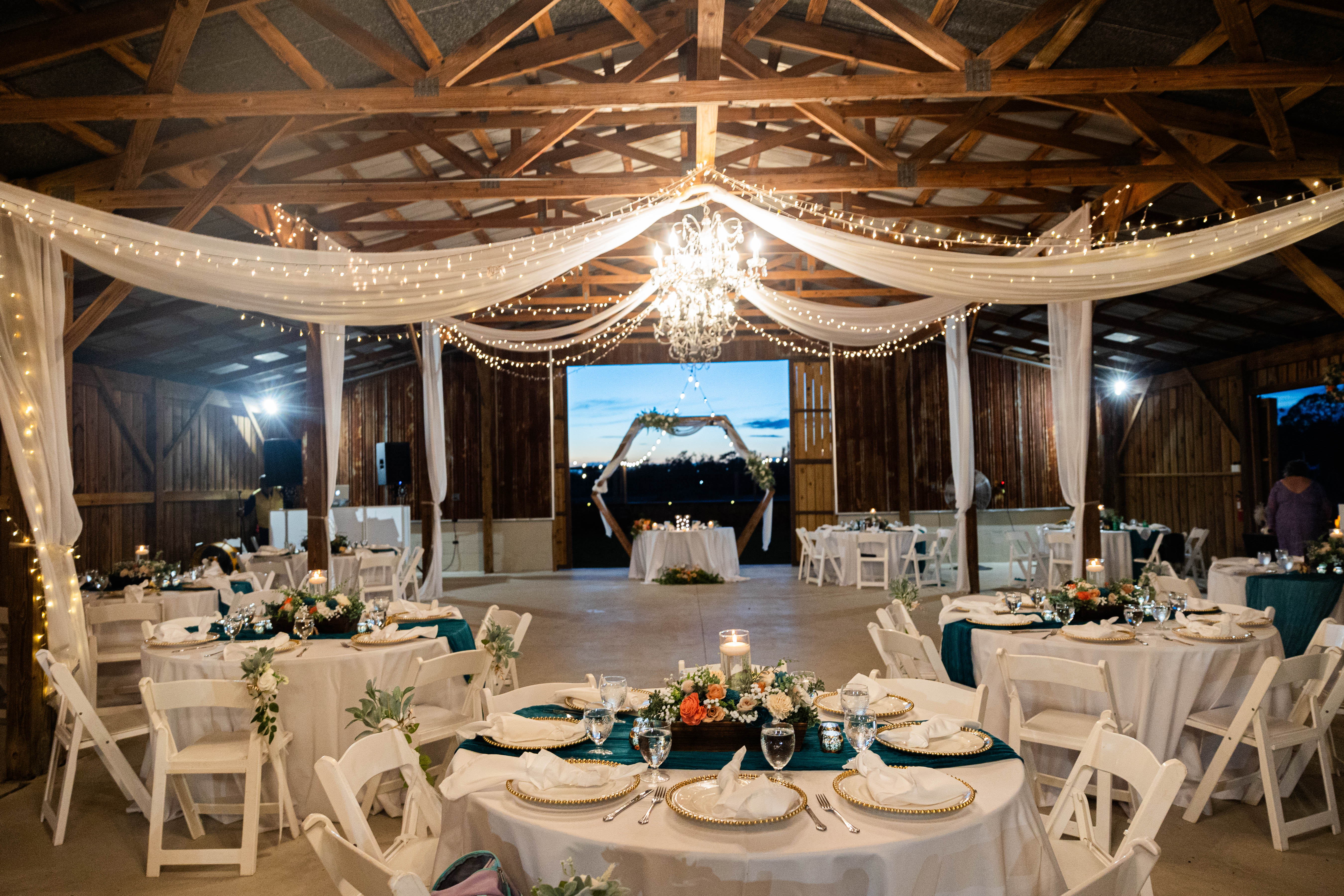 elegant barn wedding reception at Ivory Acres by Precious Moments Events