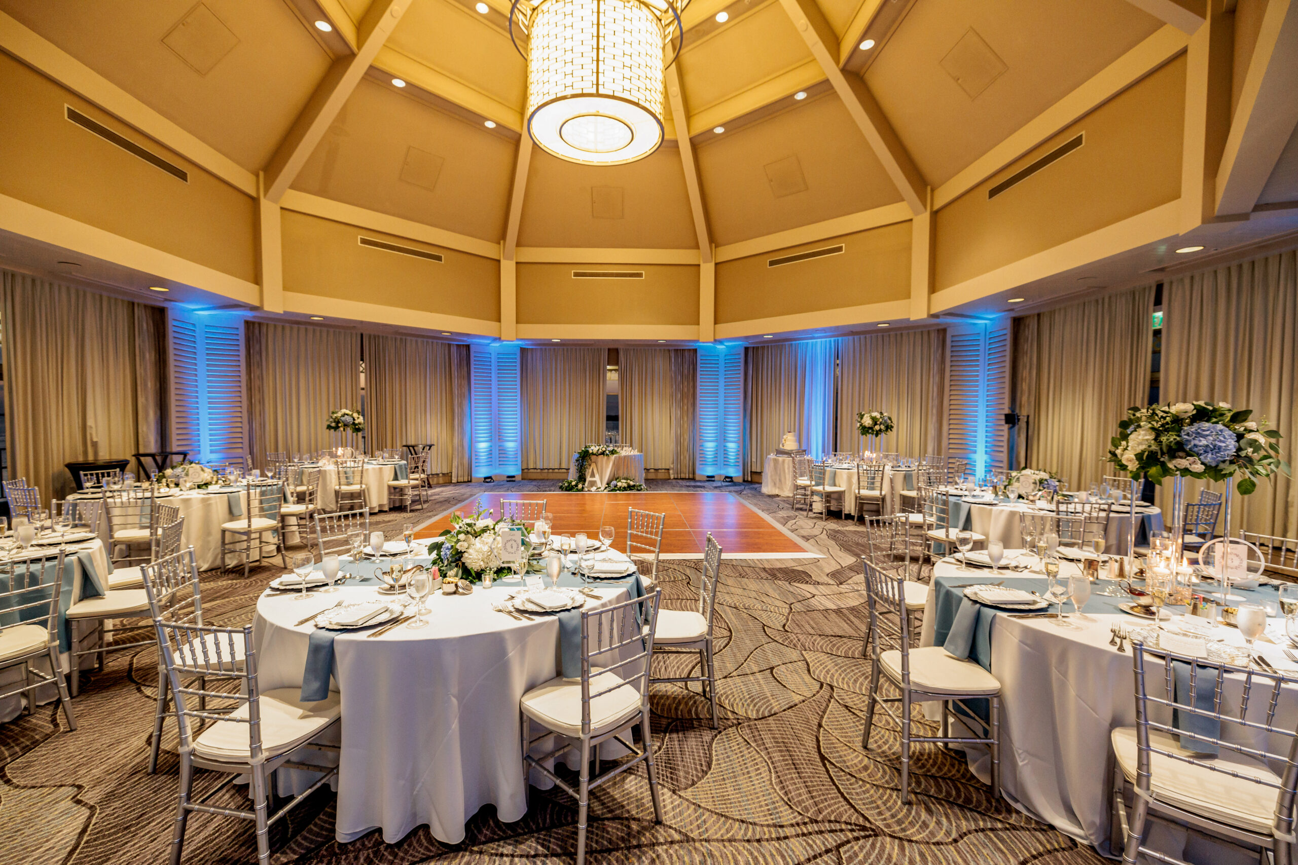 indoor wedding reception at Marriott Sanibel Harbour Resort and Spa by Precious Moments Events