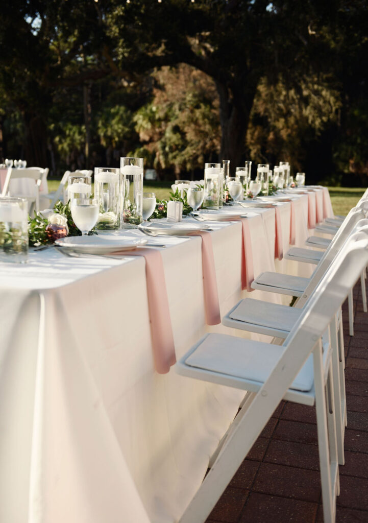 blue and white wedding reception by Precious Moments Events