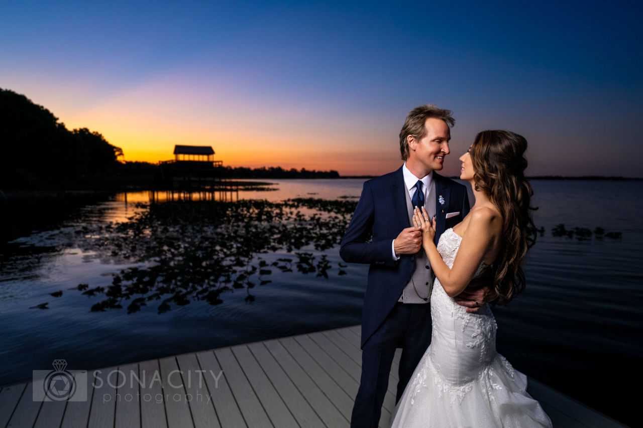 sunset wedding portraits at Bella Cosa