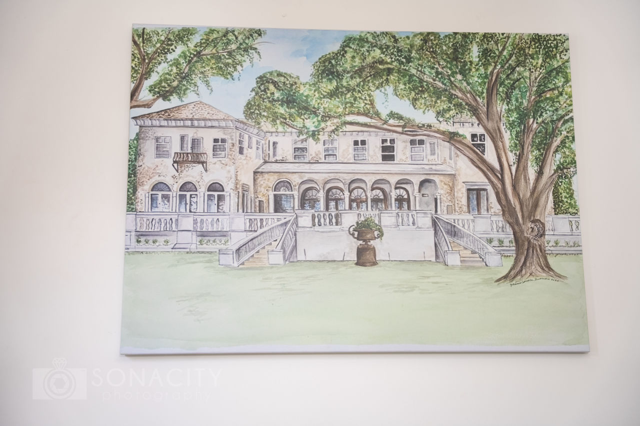 custom artwork of Bella Cosa for wedding