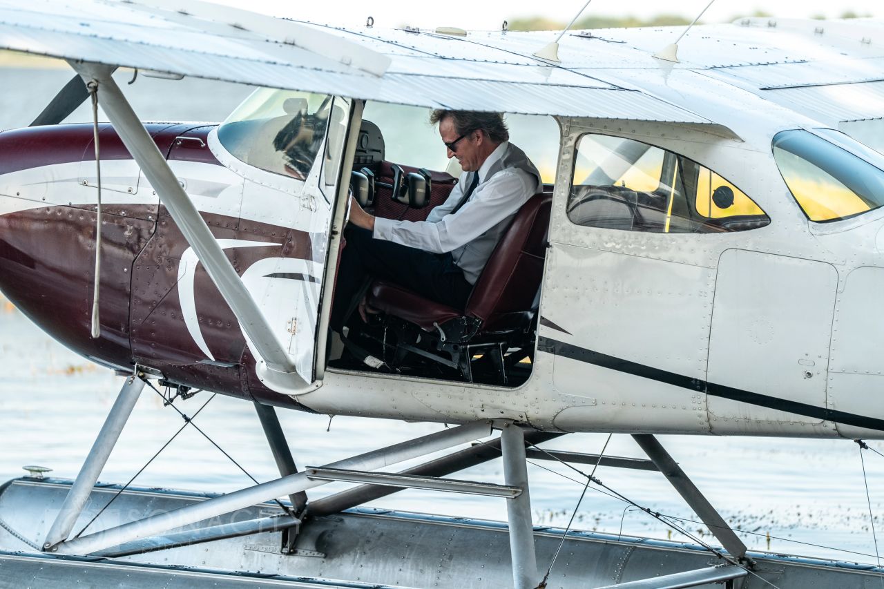 groom entrance via sea plane 