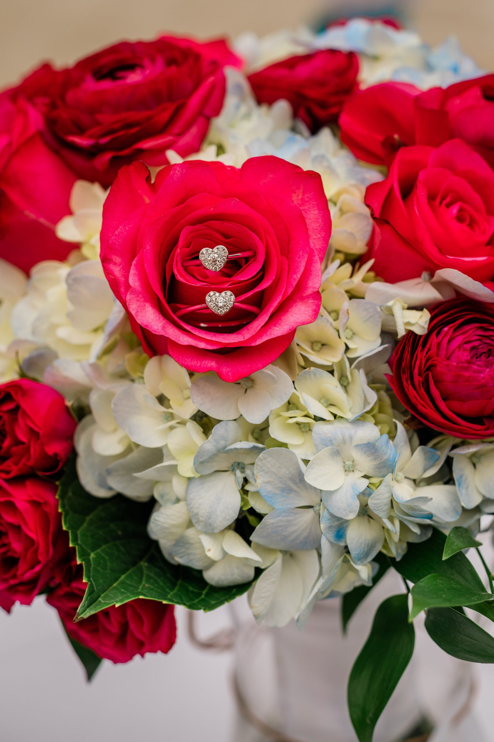 heart shaped engagement rings in florals