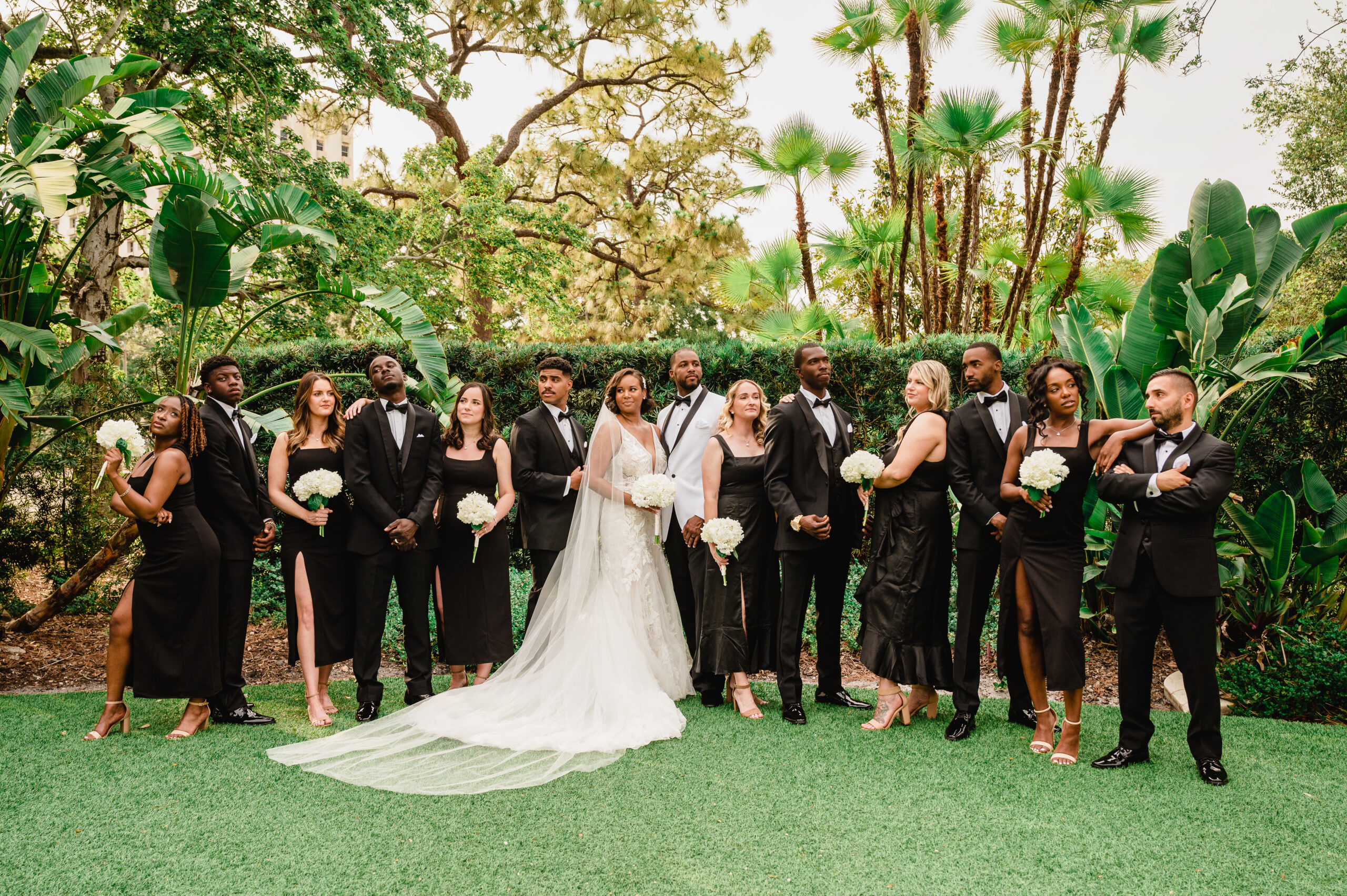wedding party in black